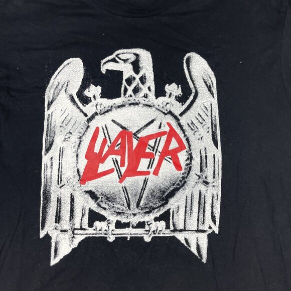 Y2K SLAYER 2013 Heavy Metal World Tour Mens Black T-Shirt Eagle Swords Read* - Picture 8 of 16